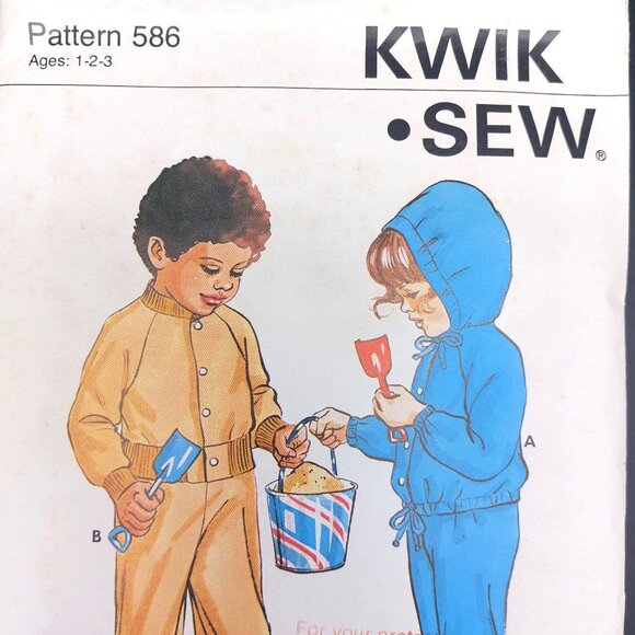 1970s Kwik Sew Toddler Sewing Pattern 586 For Sweatshirt Jacket & Pants Set Ages - Picture 2 of 3